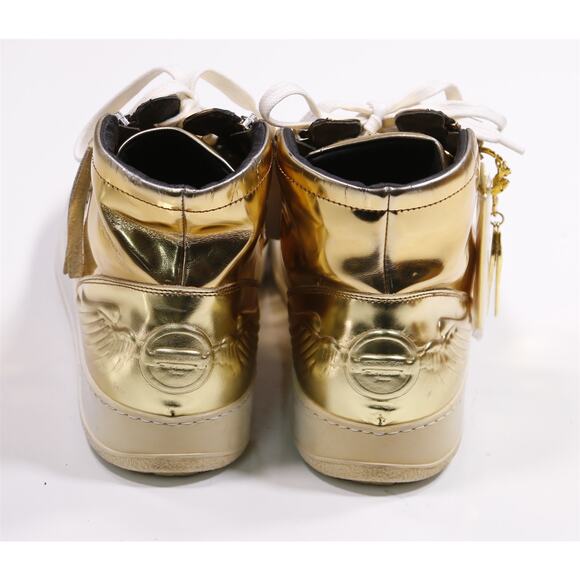 Robin's Jeans Hi Top Gold Zipper Leather Sneakers Eu 43 - US 10 - Picture 6 of 13